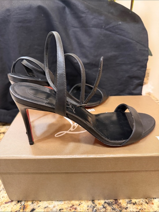 Christian Louboutin Shoes - Christian Louboutin Black Leather Strappy Stiletto Sandals